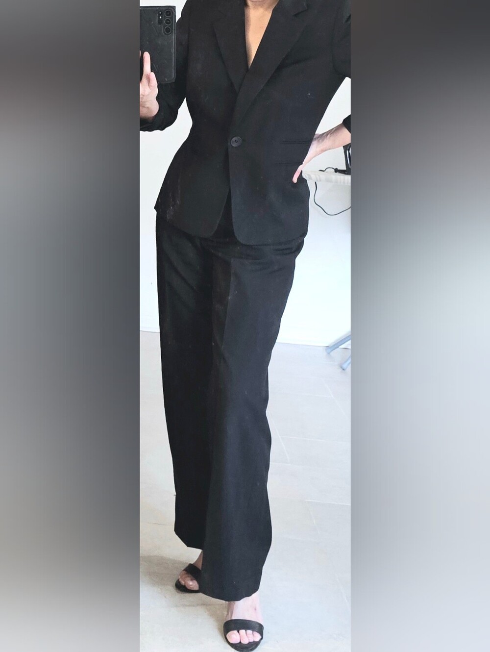 Kasper Womens Black Pant Suit - Classic Straight Fit And 3/4 Sleeve